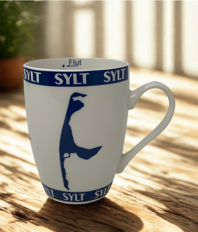 SYLT Becher Silhouette 03411 weiss/blau