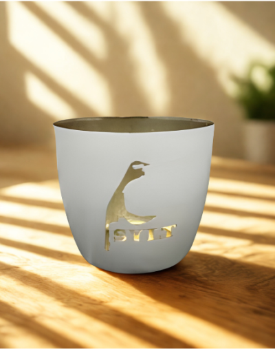 Windlicht Sylt Weiß (einseitig)