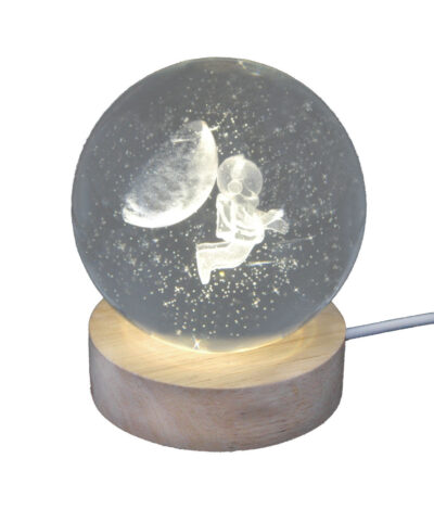Hologramm Glaskugel Astronaut inkl. Holz LED-Untersetzer