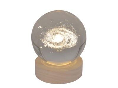 Hologramm Glaskugel Galaxie inkl. Holz LED-Untersetzer