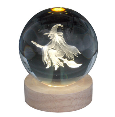 Hologramm Glaskugel inkl. Holz LED-Untersetzer