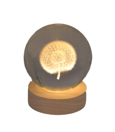 Hologramm Glaskugel Pusteblume inkl. LED-Untersetzer