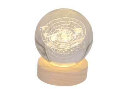 Hologramm Glaskugel Sonnensystem inkl. Holz LED-Untersetzer