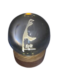 Hologramm Glaskugel Sylt inkl. Holz LED-Untersetzer
